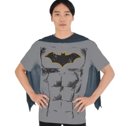 Hot Adult Batman Costume T-Shirt With Cape - Dc Comics Men Superhero