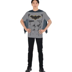Hot Adult Batman Costume T-Shirt With Cape - Dc Comics Men Superhero