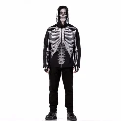 Outlet Adult Black & Bone Skeleton Hoodie Men Scary
