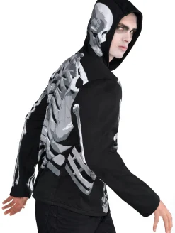 Outlet Adult Black & Bone Skeleton Hoodie Men Scary