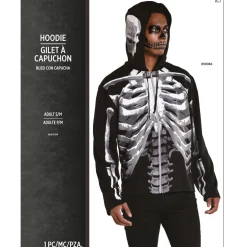 Outlet Adult Black & Bone Skeleton Hoodie Men Scary