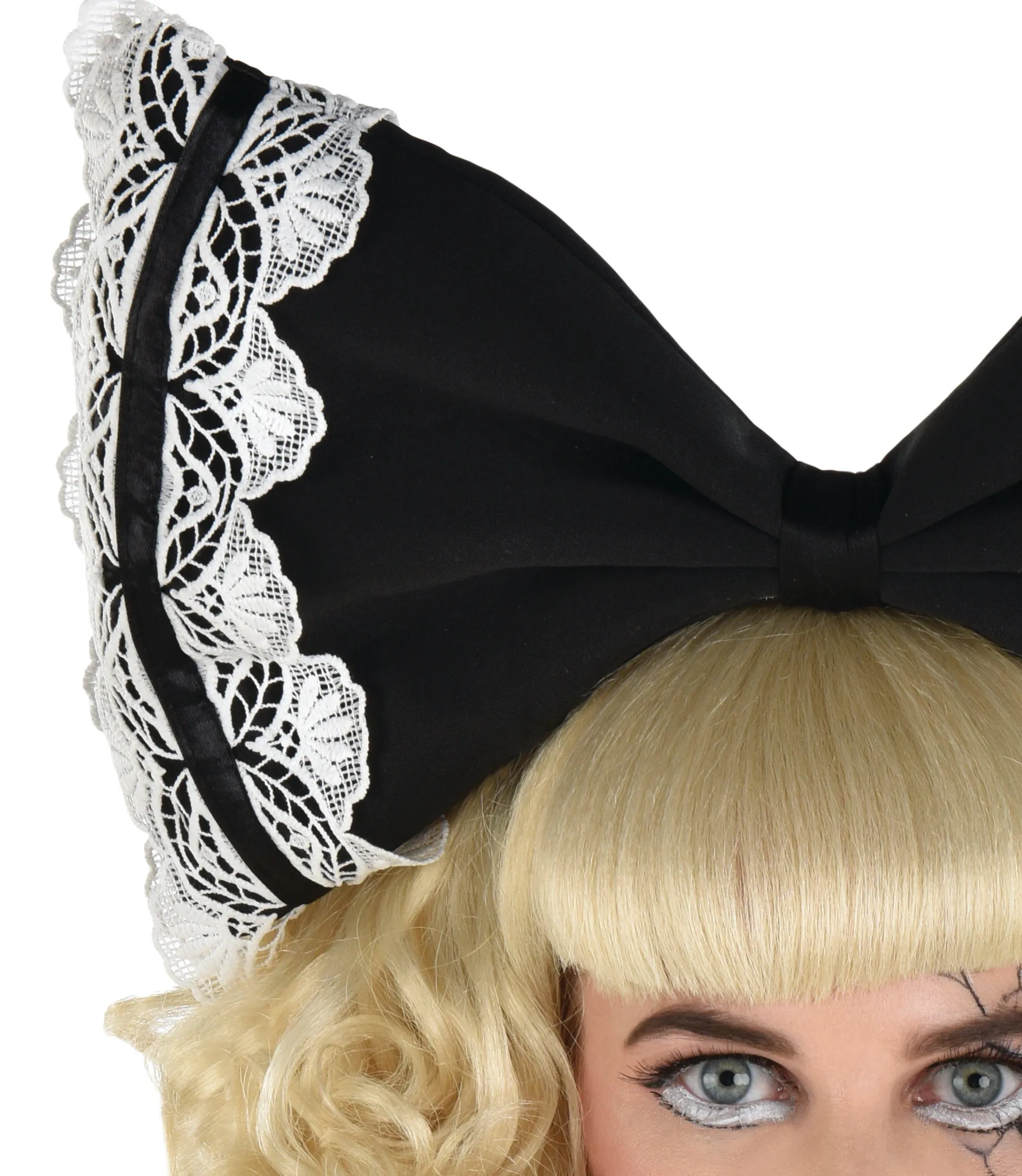 Cheap Adult Black & White Creepy Doll Bow Headband Headbands, Tails