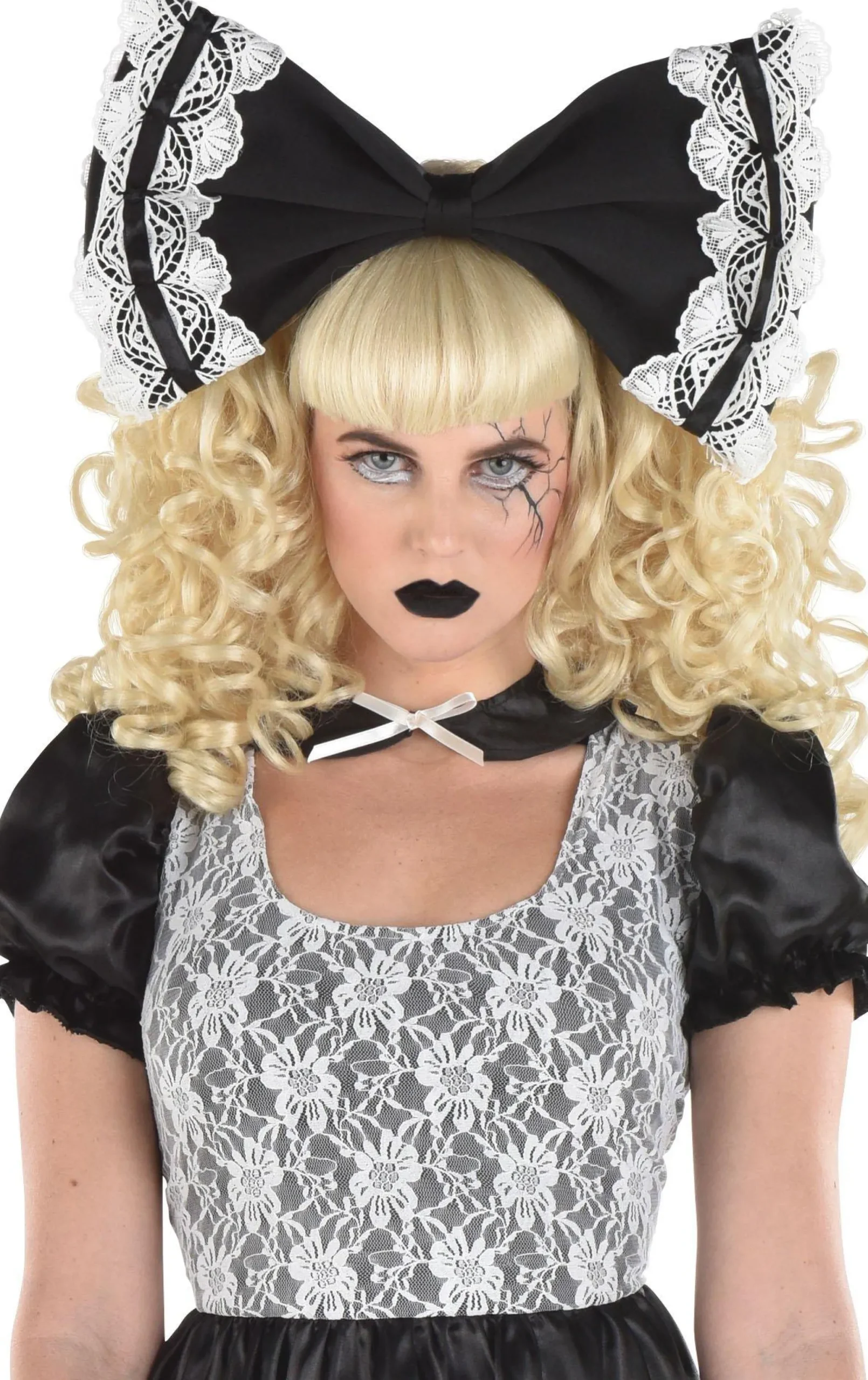 Online Adult Black & White Creepy Doll Dress Bodywear