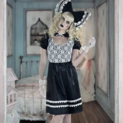 Online Adult Black & White Creepy Doll Dress Bodywear