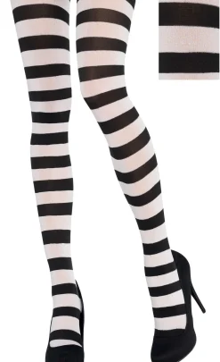 New Adult Black & White Striped Tights Tights
