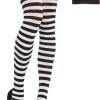 Shop Adult Black & White Striped Thigh-High Stockings Tights