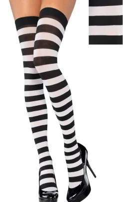 Hot Adult Black & White Thigh-High Stockings Tights