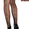 Sale Adult Black Fishnet Pantyhose With Rhinestone Seam Tights