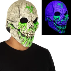 Online Adult Black Light Reactive Radioactive Skull Latex Mask Scary