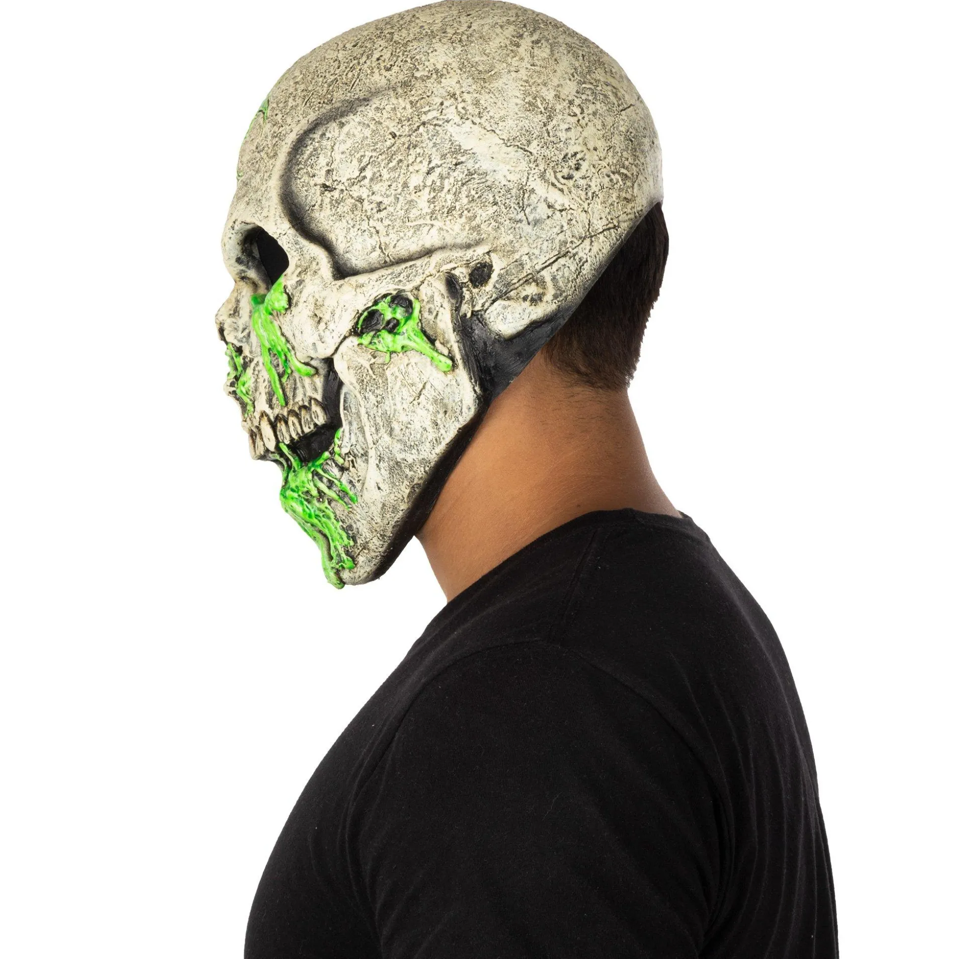 Online Adult Black Light Reactive Radioactive Skull Latex Mask Scary