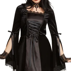 Cheap Adult Black Renaissance Witch Dress Women Scary