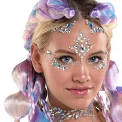 New Adult Blue, Pink & Purple Bubble Braid Clip-In Extensions, 2Pc - Festival Wigs