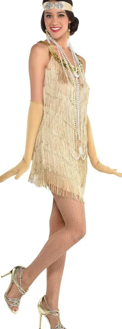 Party City Adult Charleston Champagne Flapper Costume|Women 1920S