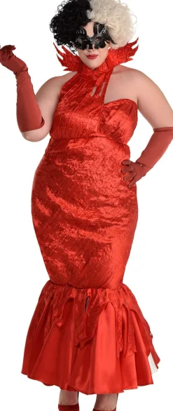 Store Adult Cruella Red Ball Dress Plus Size Costume - Disney Cruella Women Sexy