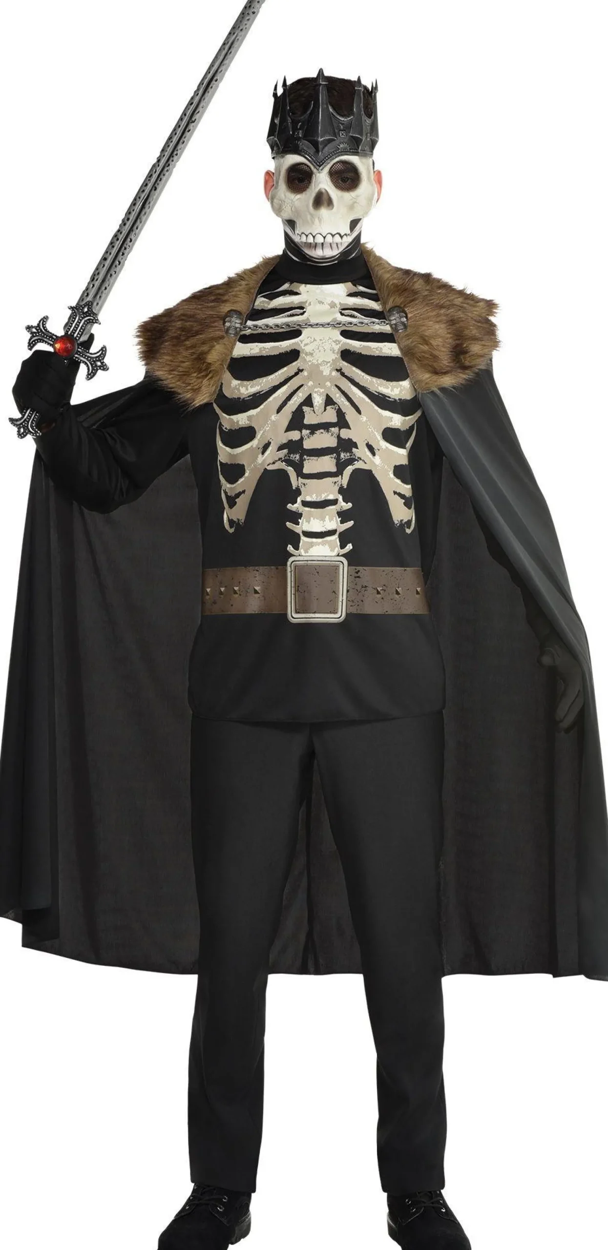 New Adult Dark King Skeleton Costume Men Scary
