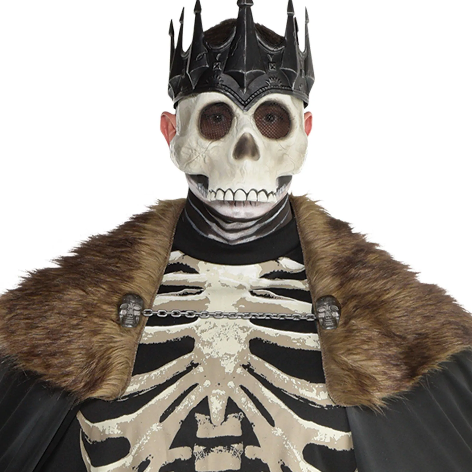 New Adult Dark King Skeleton Costume Men Scary