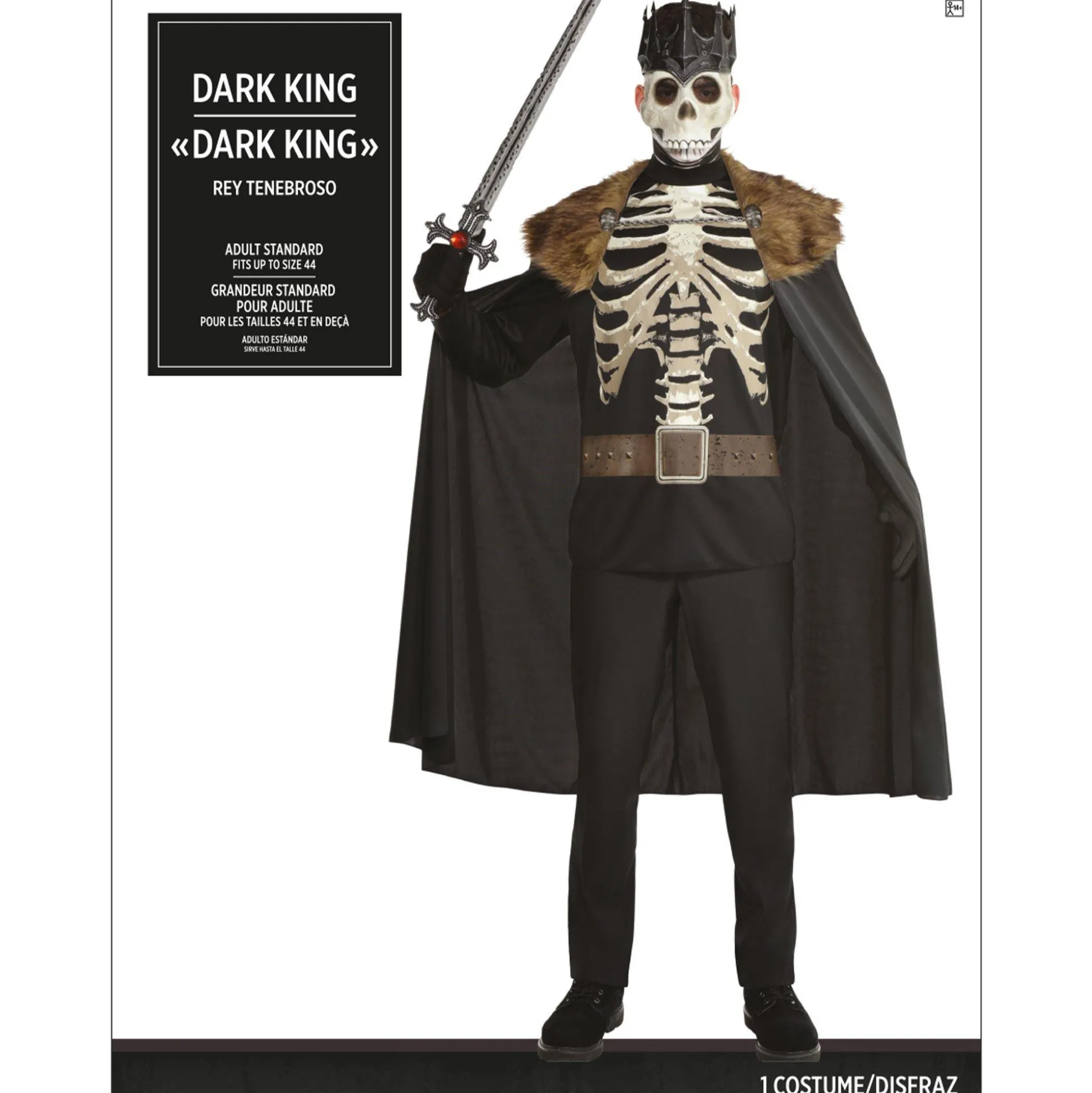 New Adult Dark King Skeleton Costume Men Scary