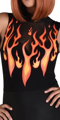 Outlet Adult Flaming Devil Catsuit Women Sexy