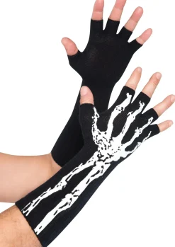 Best Sale Adult Glow In The Dark Skeleton Fingerless Gloves Gloves