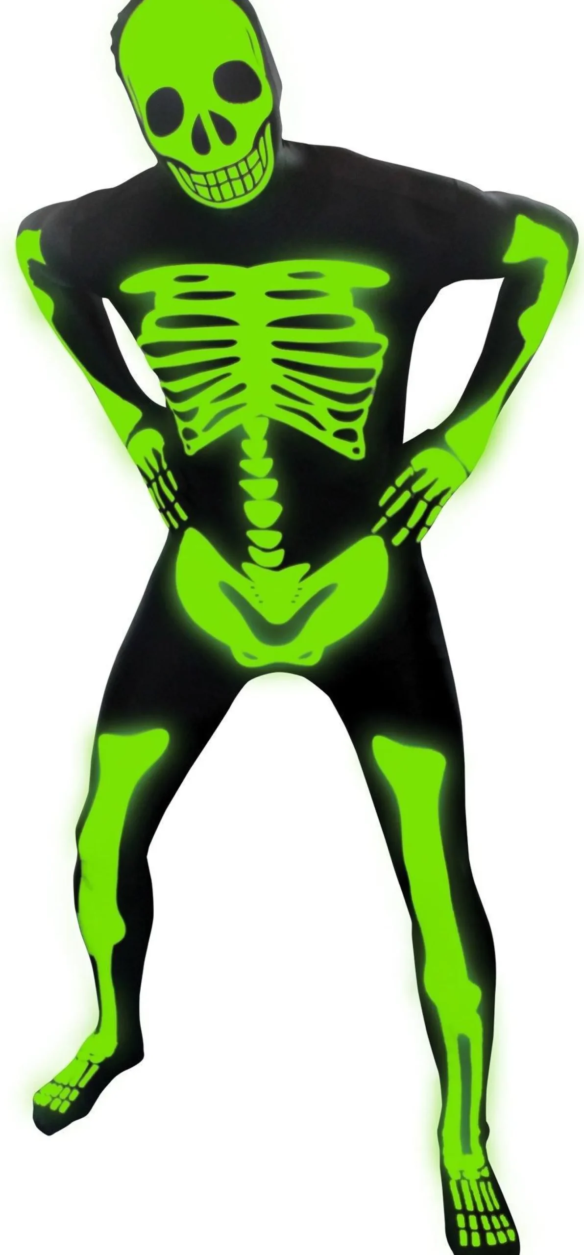 Best Adult Glow-In-The-Dark Skeleton Morphsuit Costume Men Scary