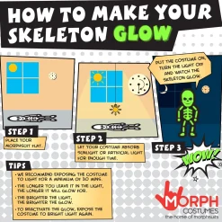 Best Adult Glow-In-The-Dark Skeleton Morphsuit Costume Men Scary