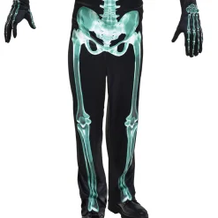 Cheap Adult Glow-In-The-Dark Skeleton Costume Men Scary