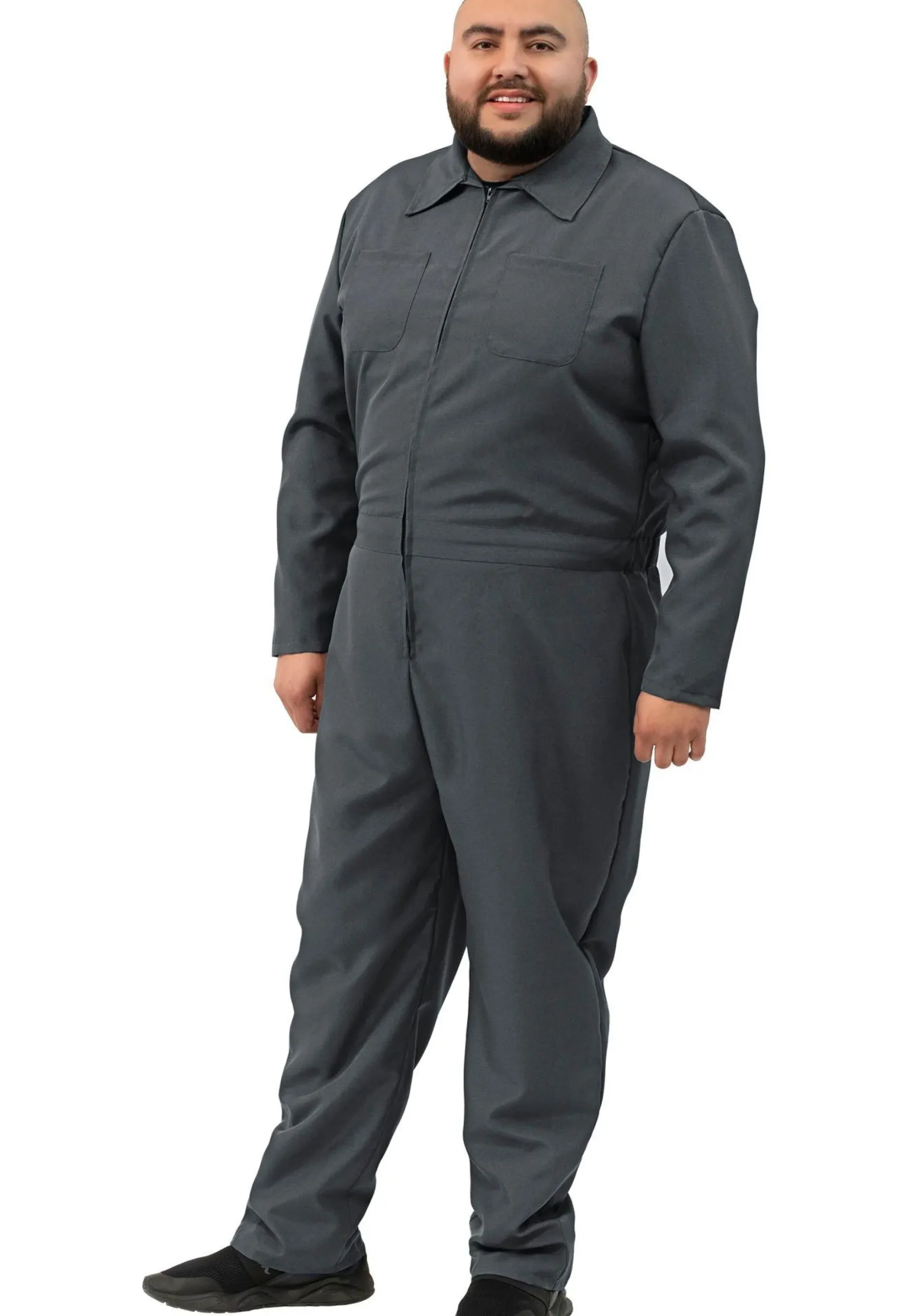 Online Adult Gray Plus Size Mechanic Coverall Jumpsuit Plus Size Costumes