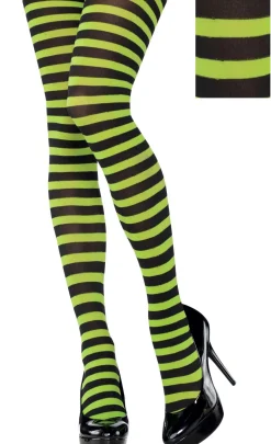 Hot Adult Green & Black Striped Tights Tights
