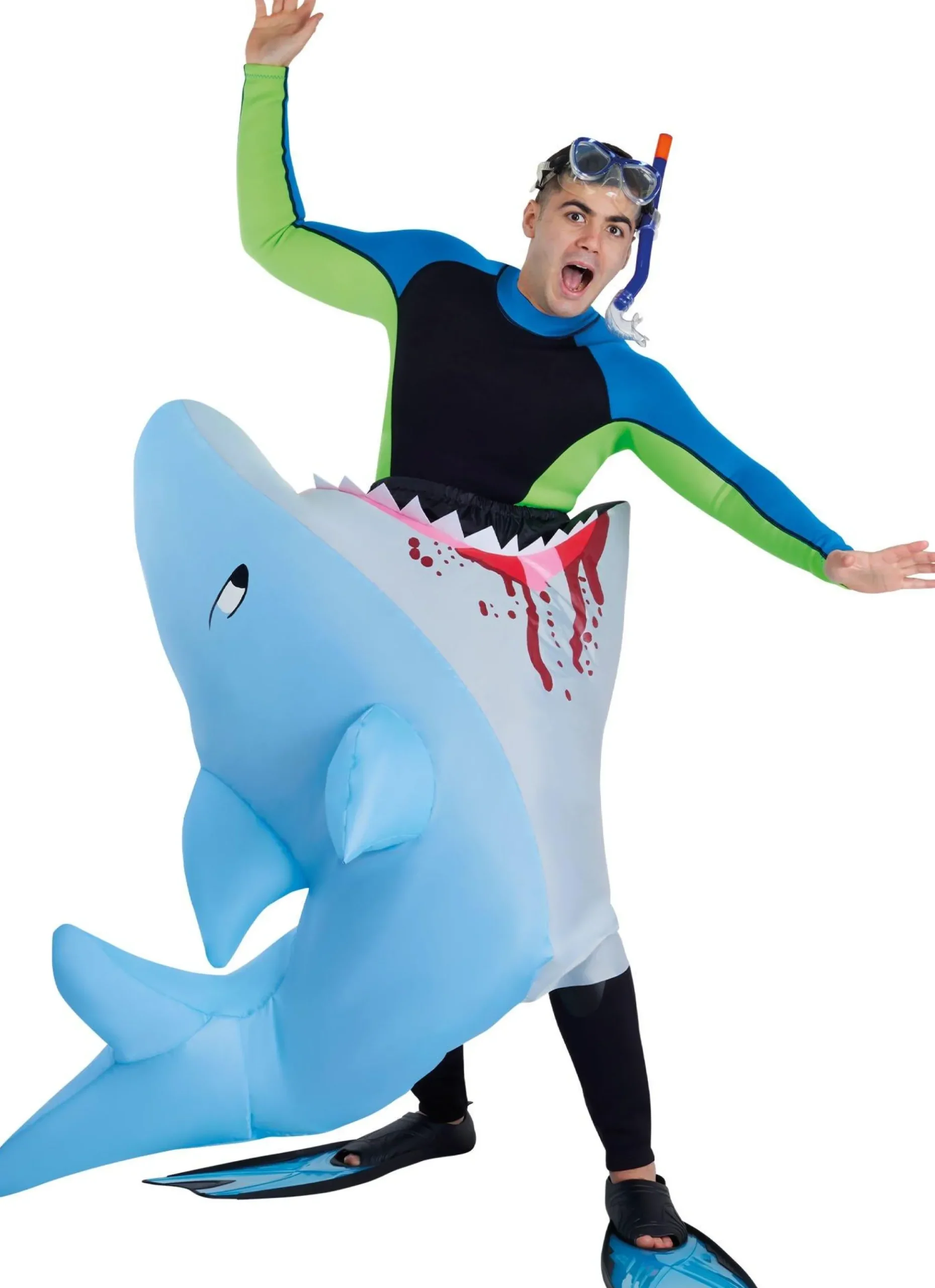 Cheap Adult Inflatable Man-Eating Shark Costume Men Funny
