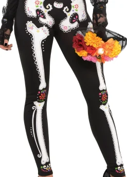 Clearance Adult La Muerta Day Of The Dead Skeleton Catsuit Women Scary