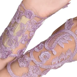 Online Adult Lavender Floral Embroidery Glovelettes, 2Ct - Fairy Gloves