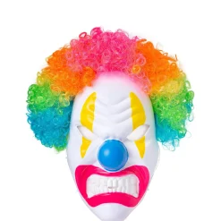 Online Adult Light-Up Angry Clown Plastic Mask With Colorful Wig - Neon Circus Wigs