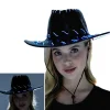 Discount Adult Light-Up Black Fabric Cowboy Hat Cowboy