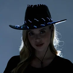 Discount Adult Light-Up Black Fabric Cowboy Hat Cowboy
