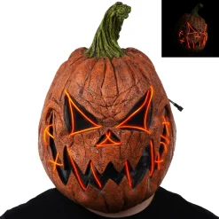Outlet Adult Light-Up Menacing Jack-O'-Lantern Latex Mask Scary