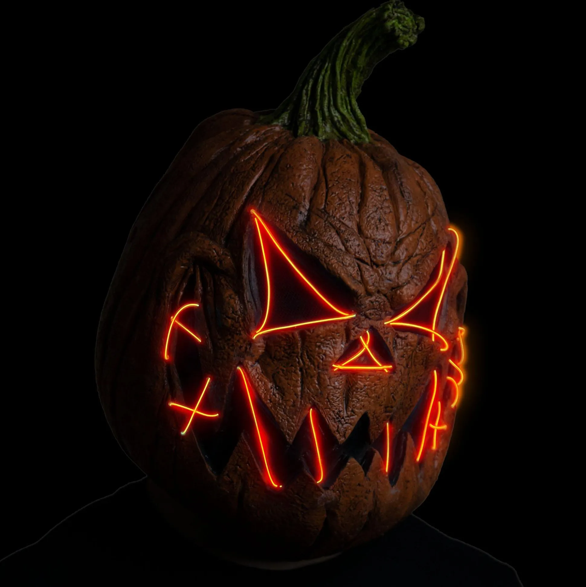 Outlet Adult Light-Up Menacing Jack-O'-Lantern Latex Mask Scary