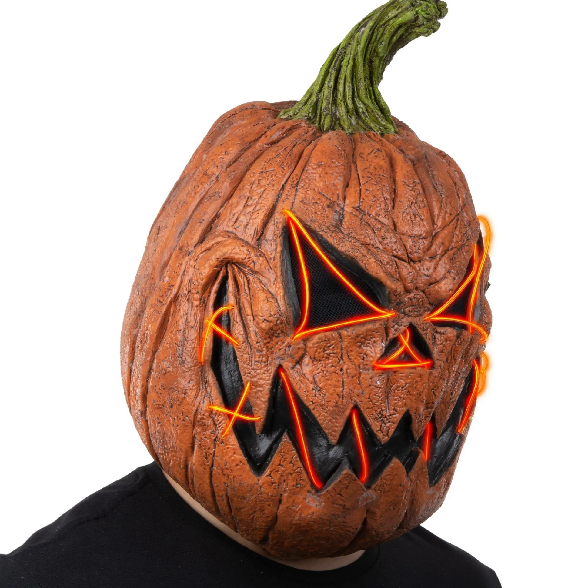 Outlet Adult Light-Up Menacing Jack-O'-Lantern Latex Mask Scary