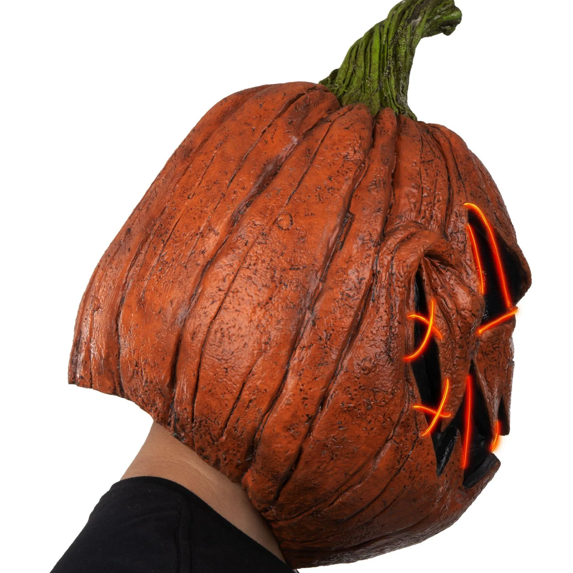 Outlet Adult Light-Up Menacing Jack-O'-Lantern Latex Mask Scary