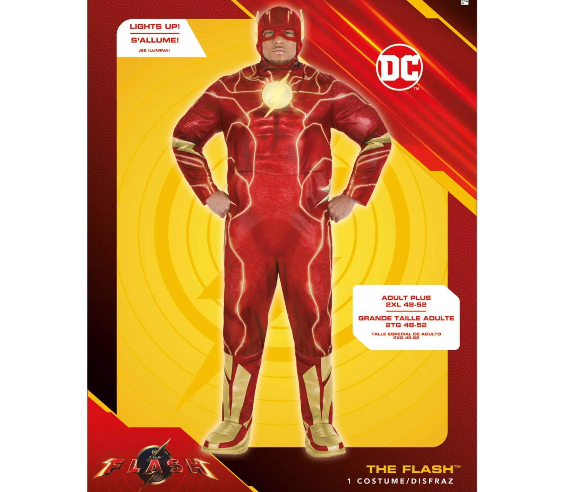 Cheap Adult Light-Up The Flash Plus Size Costume - Dc Men Superhero