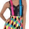 Online Adult Neon Harlequin Skirt With Suspenders & Bow Tie - Skater Clown Tutus, Skirts