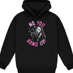 Cheap Adult No, You Hang Up Ghostface Black Cotton & Polyester Hoodie - Scream Women Scary