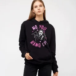 Cheap Adult No, You Hang Up Ghostface Black Cotton & Polyester Hoodie - Scream Women Scary