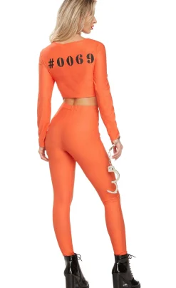 Clearance Adult Orange Inmate #69 Prisoner Costume Women Sexy
