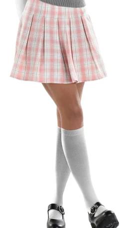 Fashion Adult Pink & White Plaid Miniskirt - 90S Tutus, Skirts