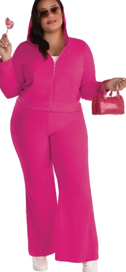 Store Adult Pink Couture Cutie Velour Tracksuit Costume - Plus Size Plus Size Costumes