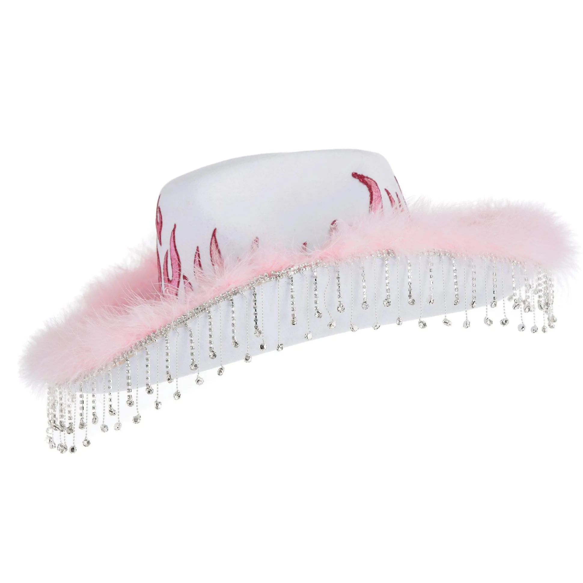 Online Adult Pink Flame Fabric Cowboy Hat Hats