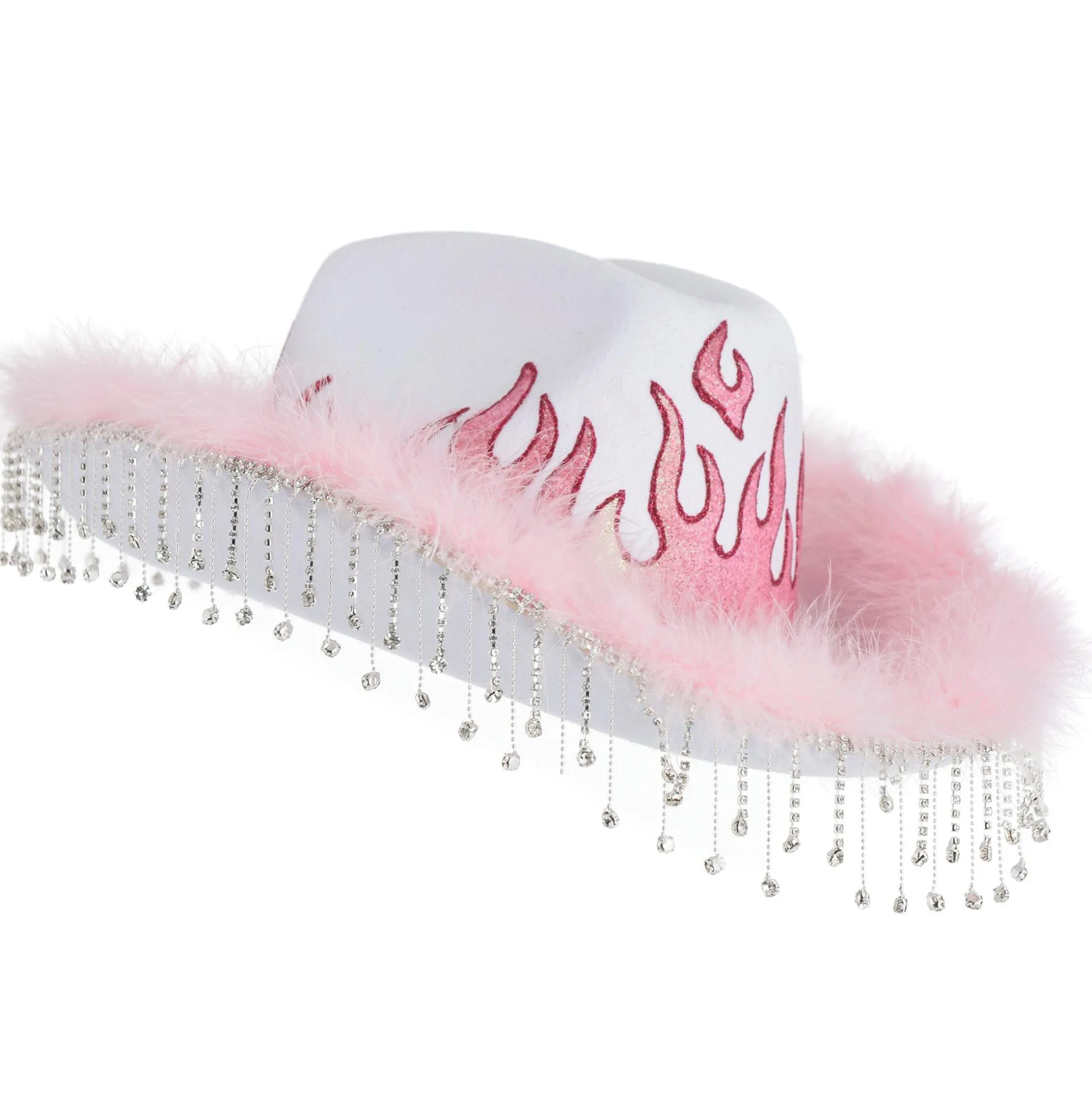 Online Adult Pink Flame Fabric Cowboy Hat Hats