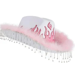 Shop Adult Pink Flame Fabric Cowboy Hat Cowboy