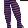 Discount Adult Purple & Black Striped Tights Plus Size Tights