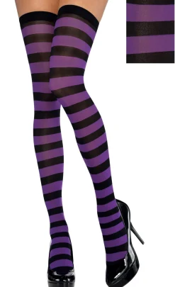 Shop Adult Purple & Black Thigh-High Stockings Tights